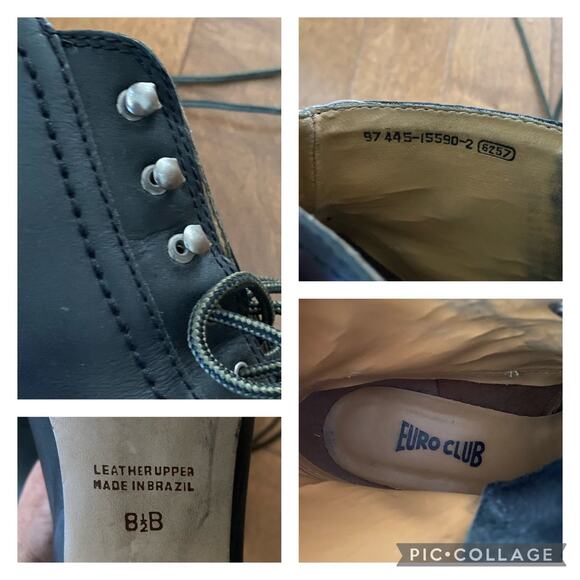 Euro Club Vintage lace up design leather boots made in Brazil black size 8.5 - Picture 12 of 12